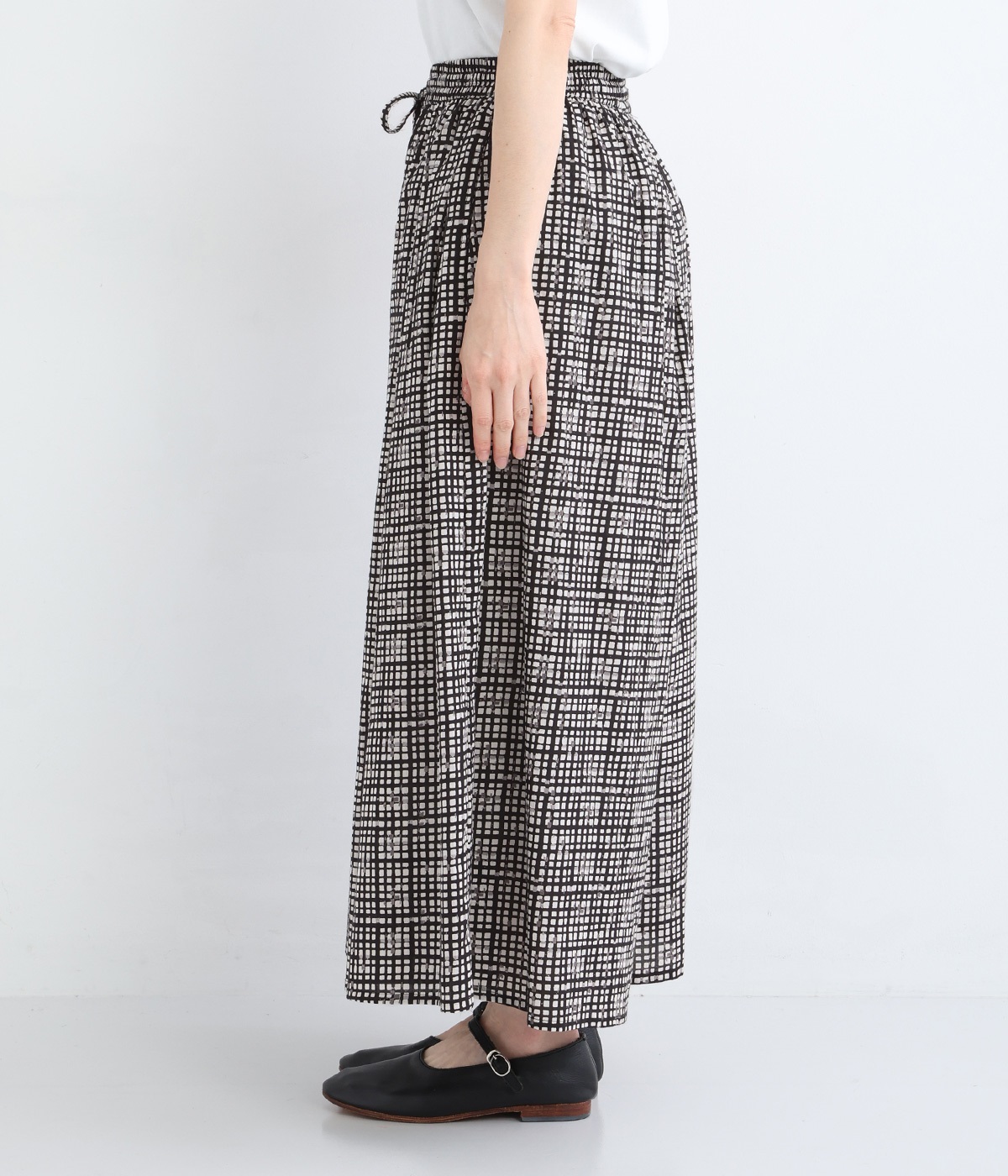 コットンキャンブリックチェックキュロットパンツ（PORINA）の