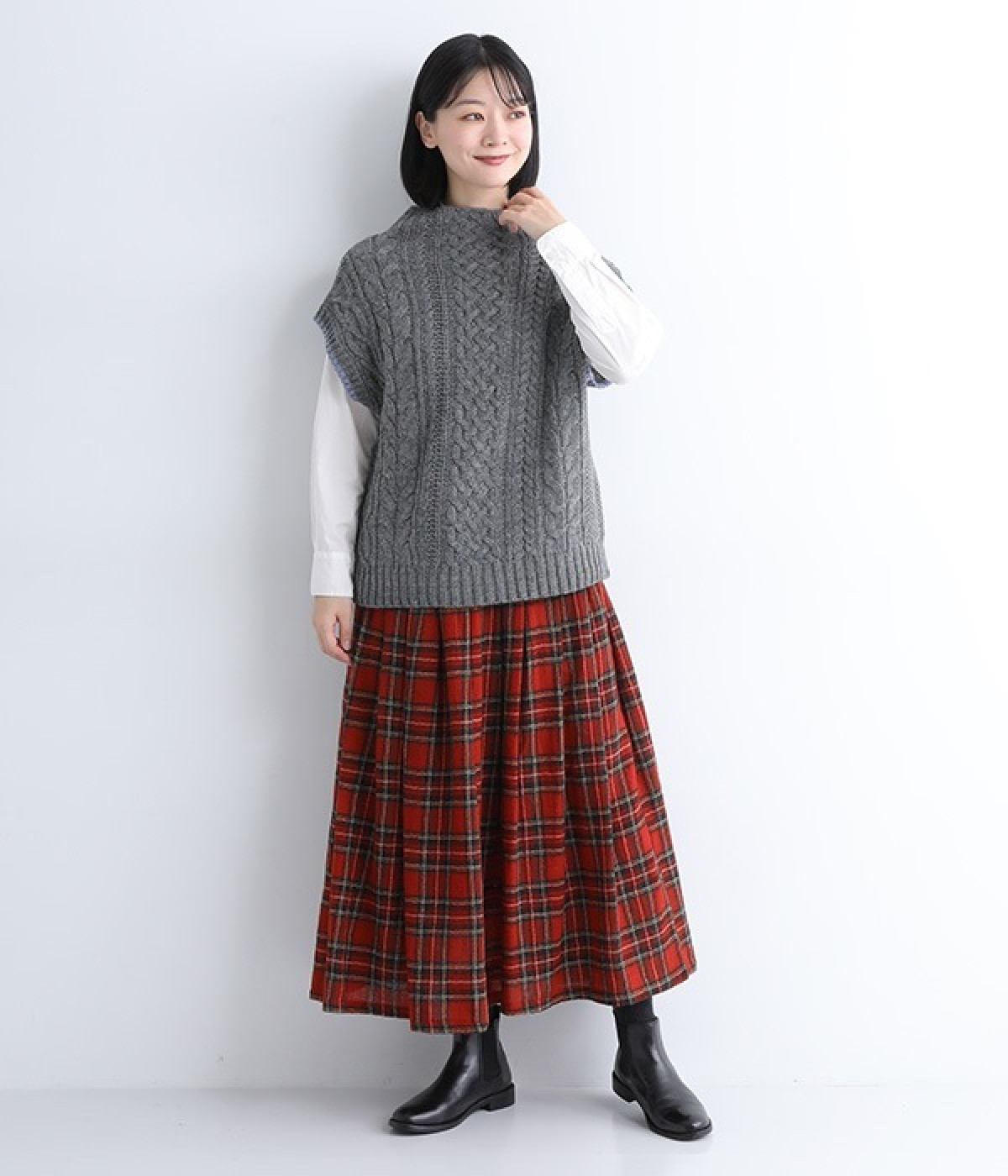 ubasoku (ウバソク)チェックスカート 赤紺チェック 新品未使用 タグ付き 先染めチェックウールガーゼ タックスカート（ubasoku）の商品詳細
