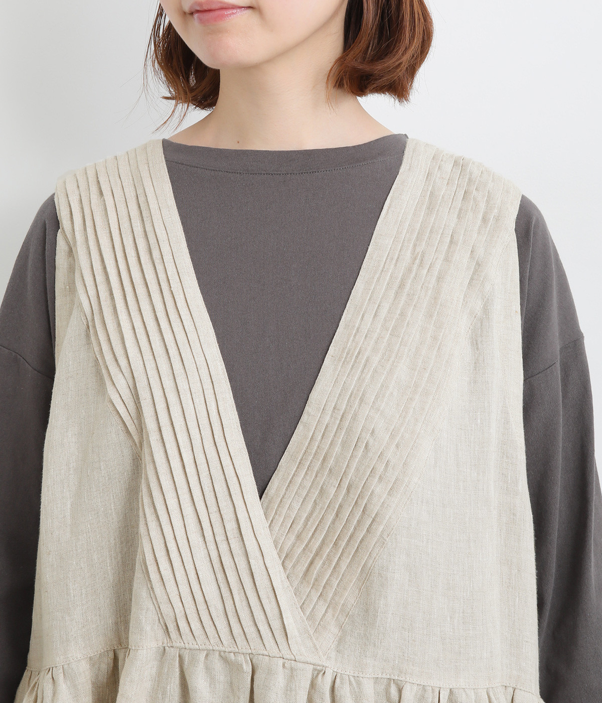 vent blanc RUSTICコットンリネン ピンタックギャザースカート vent blanc スカート ヴァンブラン LINEN タックギャザーフリル