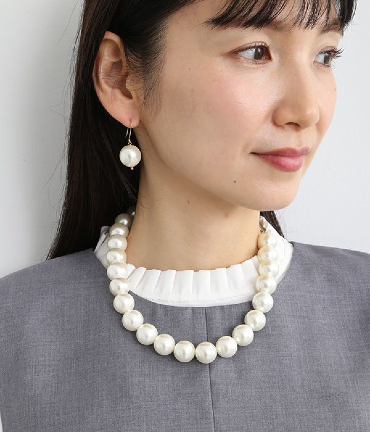 大玉パール ラウンドネックレス＋ピアス セット（VIVACE）の商品詳細