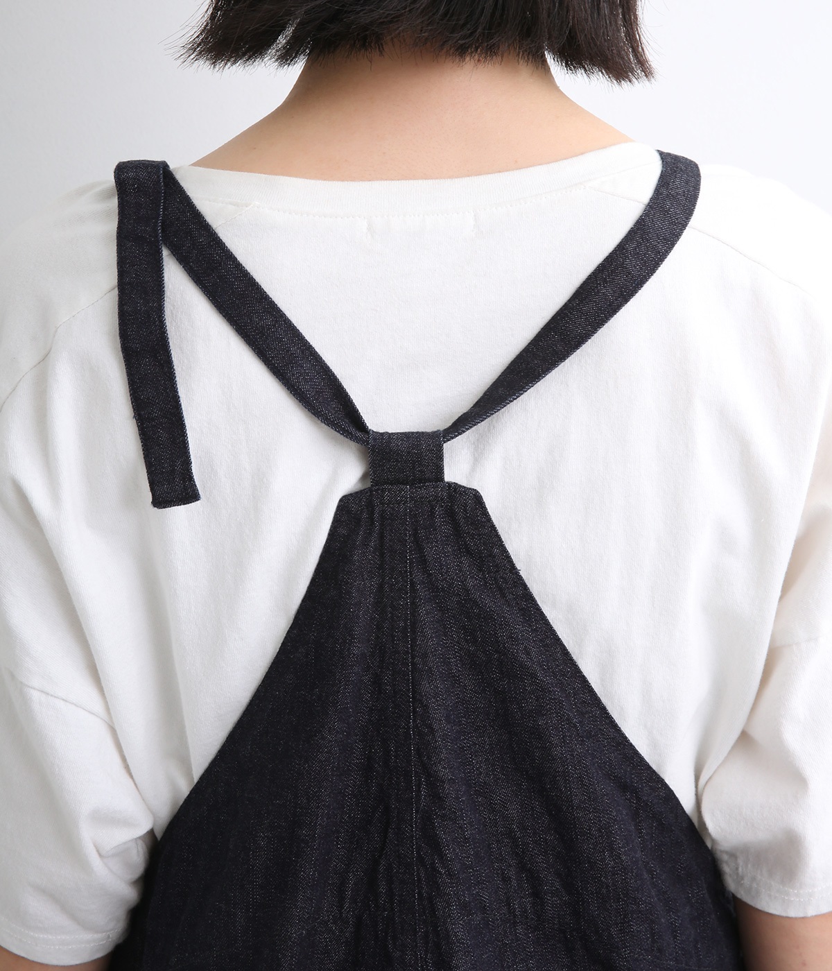 コットンワンウォッシュ8ozデニムサロペット（vent blanc）の