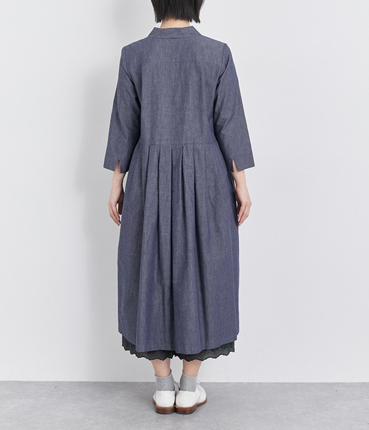 美品 デュアルヴュー コットン × リネン デニムワンピース 40 日本製 美品 デュアルヴュー コットン × リネン デニムワンピース 40