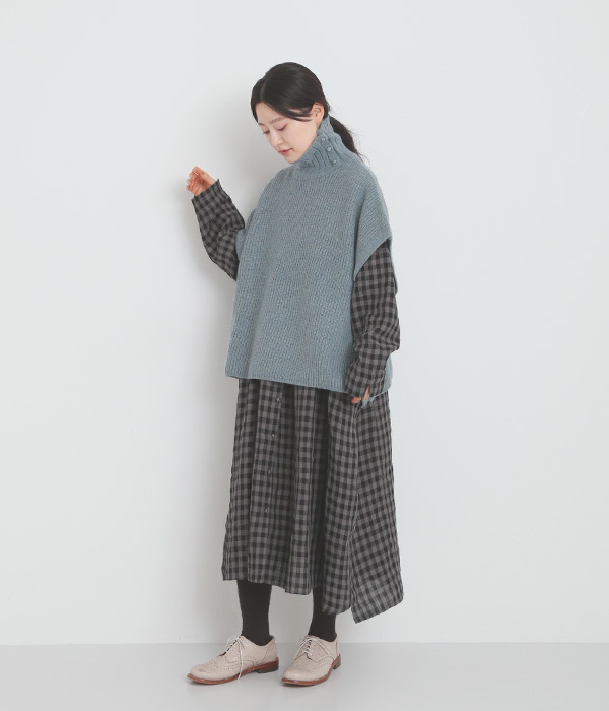 シェットランドニット スクエアポンチョ（YURK geniet van）の