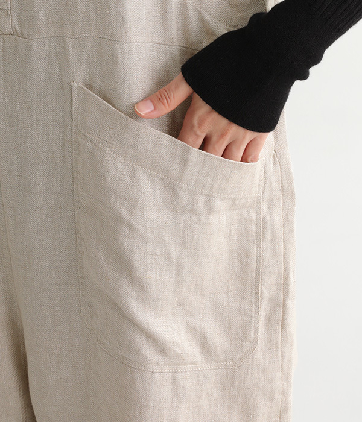 リネンヘリンボーン Vネックサロペット（YURK geniet van）の