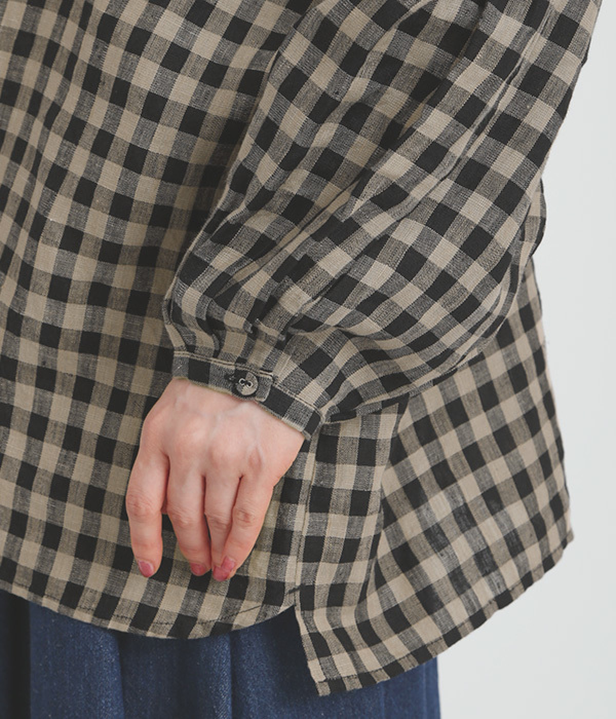 リネンギンガムチェック フリルカラーシャツ（YURK geniet van