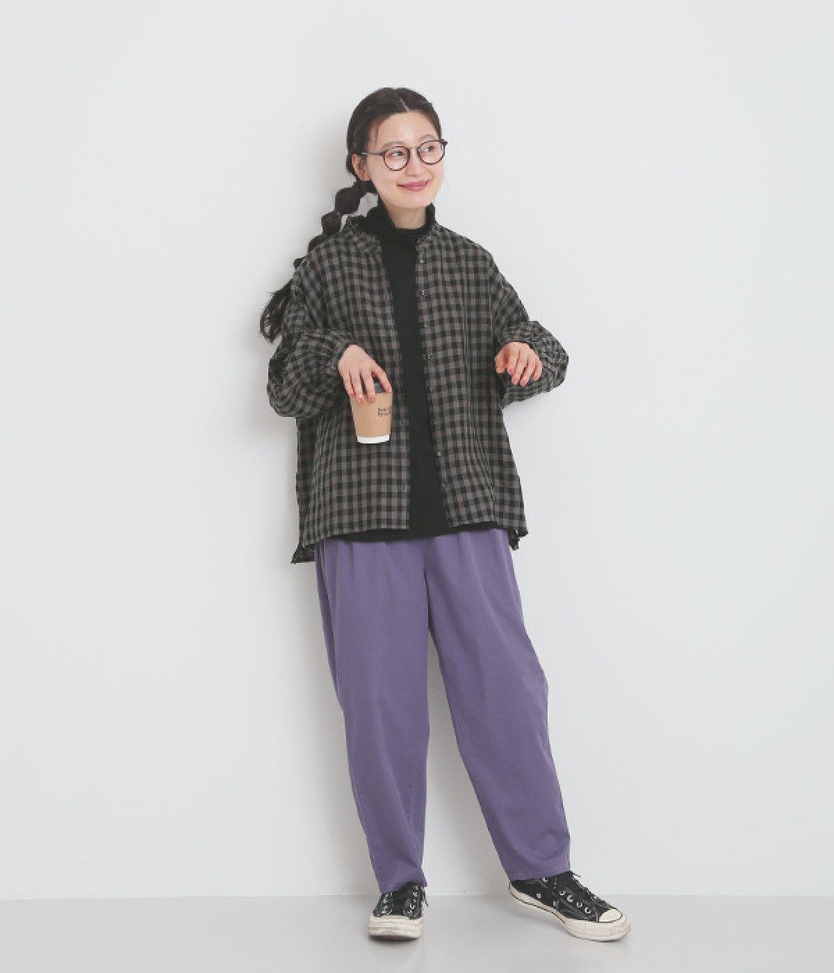 yori ギンガムチェックボザムフリルシャツ　グリーン 36 yori ギンガムチェックボザムフリルシャツ グリーン 36