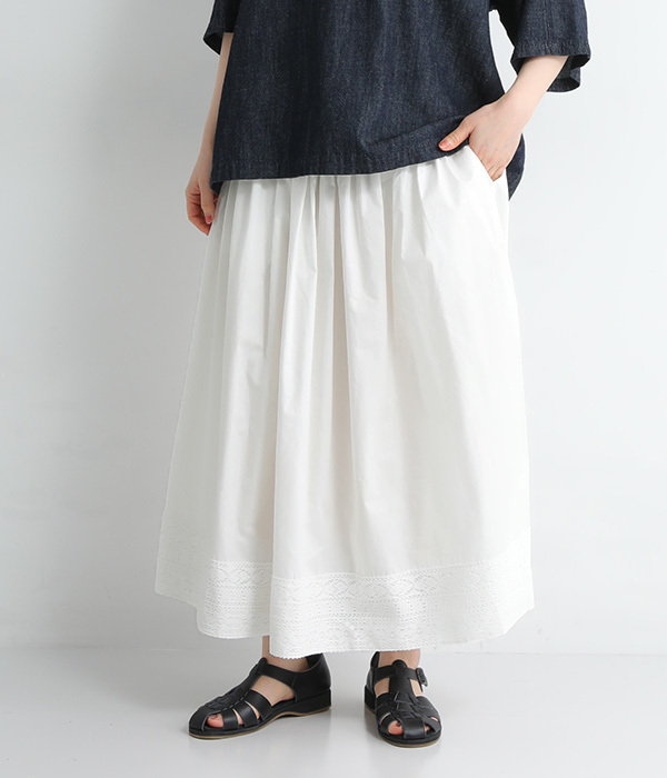 50%OFF【SALE/セール】裾レースギャザースカート(A・ホワイト)｜&yarn（アンドヤーン）のスカート通販 ナチュラン