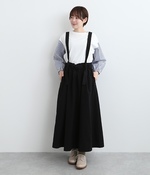 【tukuroi by SUN VALLEY】コットンリネン平織り　ジャンパースカート(B・無地ブラック)
