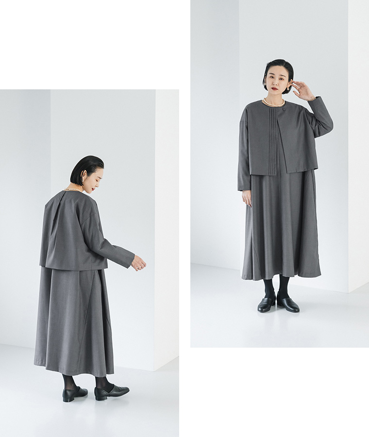 【 s.t.closet frabjous 】タックジャケット フォーマルワンピースセット / Grey