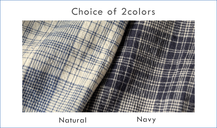 【 ichi 】Choice of 2colors　Natural ,Navy　カラー展開とネップがわかる生地のアップ