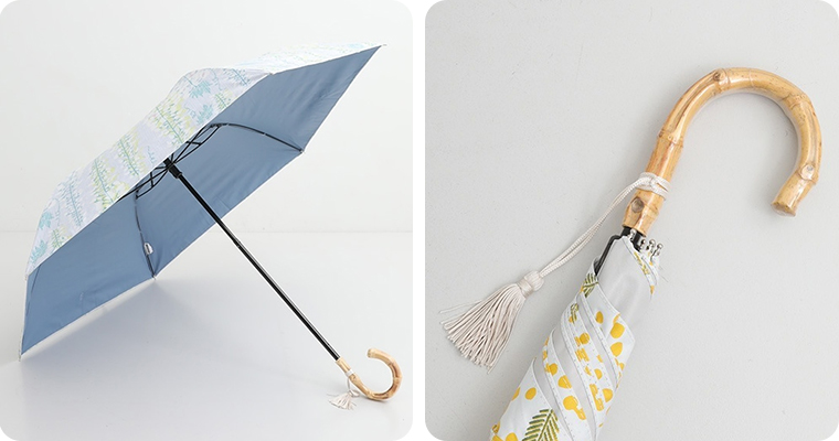 【河馬印本舗】和柄晴雨兼用傘　2段折傘の裏面や持ち手が分かるカット