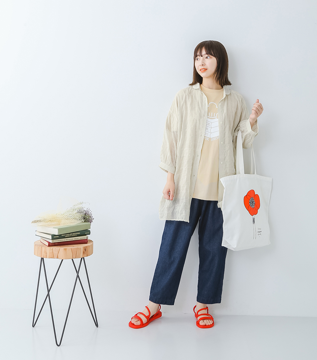 【 conges payes ADIEU TRISTESSE 】シャーリング　ロングシャツ／正面カット