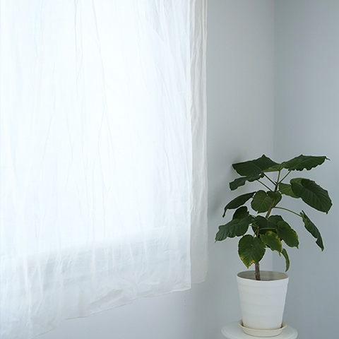 【natsusobiku】軽くて薄い透明感のあるリネンのクリップ留めカフェカーテン　腰高窓用サイズ　