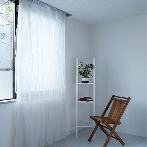 【natsusobiku】軽くて薄い透明感のあるリネンのクリップ留めカフェカーテン　掃き出し窓用サイズ