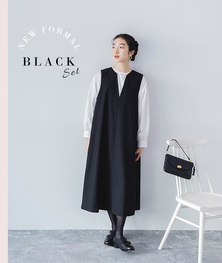 【s.t.closet frabjous】フォーマル2点セット(ブラウス　ジャンパースカート)　ブラックの装い