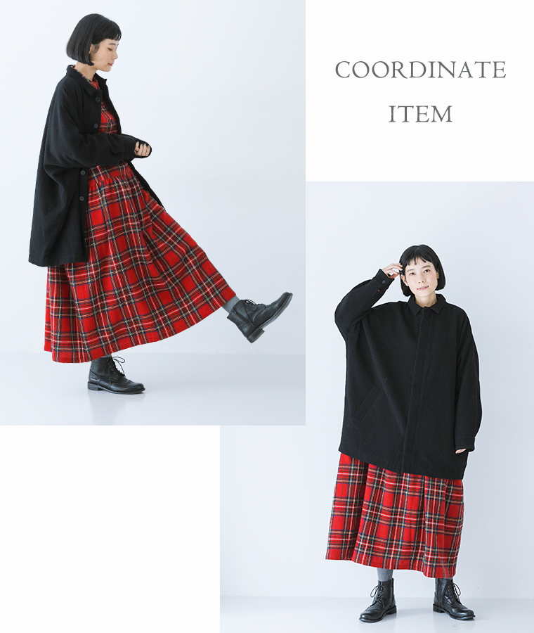 ichi　　イチ
 ウールコート
ブラック
正面とサイドの組み合わせ画像