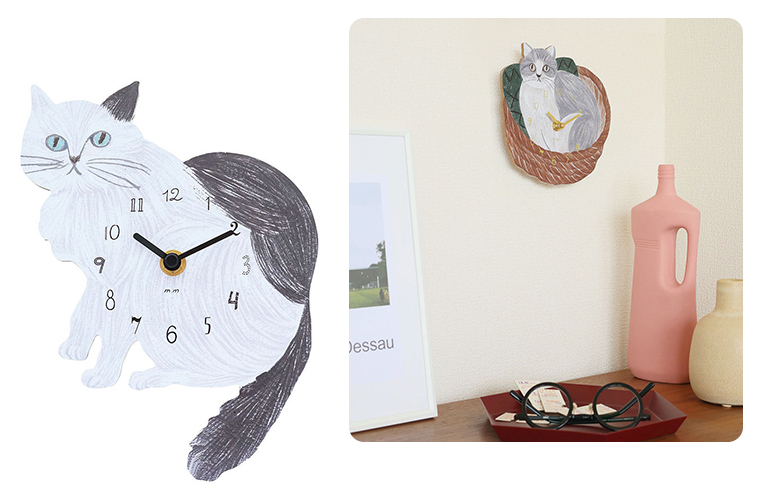 Matsuo Miyuki Diecut clock　優しいタッチが分かる寄り画像やインテリア例