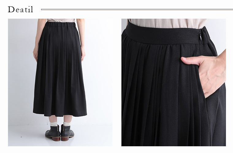 LILASIC リラシク　
プリーツスカート(チャコール)詳細画像
プリーツスカートの形状とポリエステル素材の落ち感について