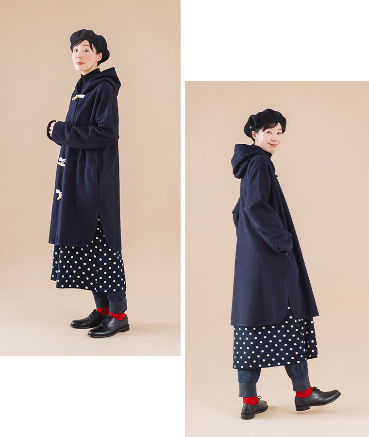 【&yarn】コットンリネンデニムテーパード裾リブ使いパンツ（ワンウォッシュ）　着用イメージ