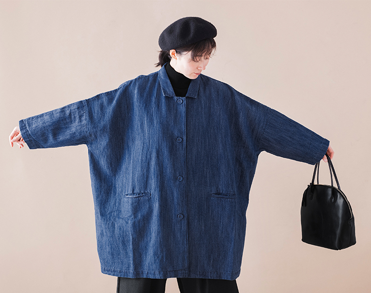 &yarn コットンリネン大きなジャケットコート(B・ブリーチ)のデザイン