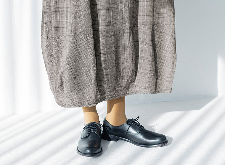 D*g*y（ディージーワイ）コットンリネンバルーンワンピース(チェック)のスカート裾詳細