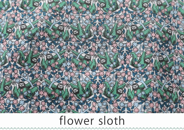 style03 marbleSUD(マーブルシュッド) 
 flower sloth チュニック(ピンク) 小花柄に隠れるナマケモノ