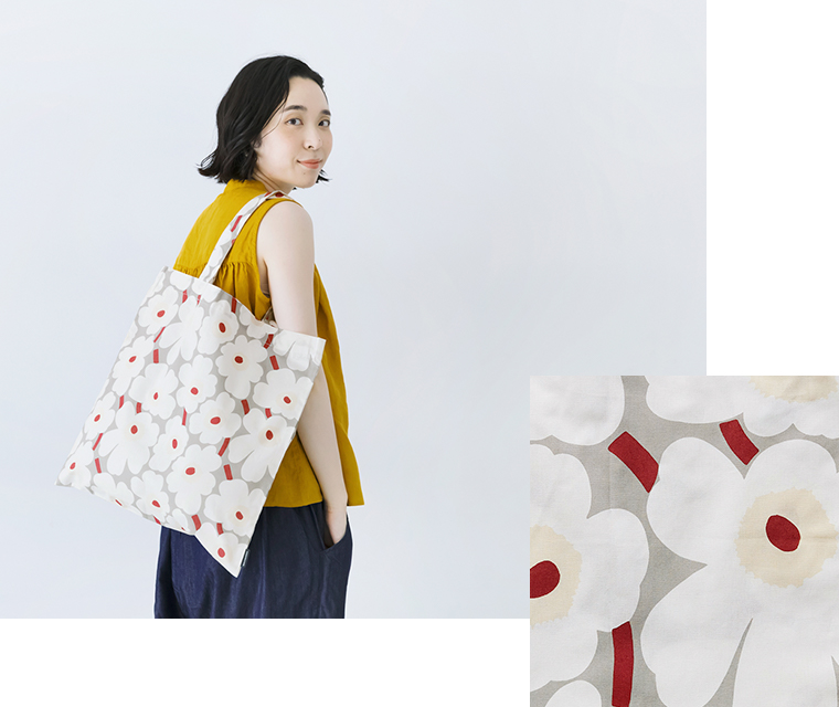 【 marimekko 】Mini Unikko bag(グレー)／着用と生地アップ