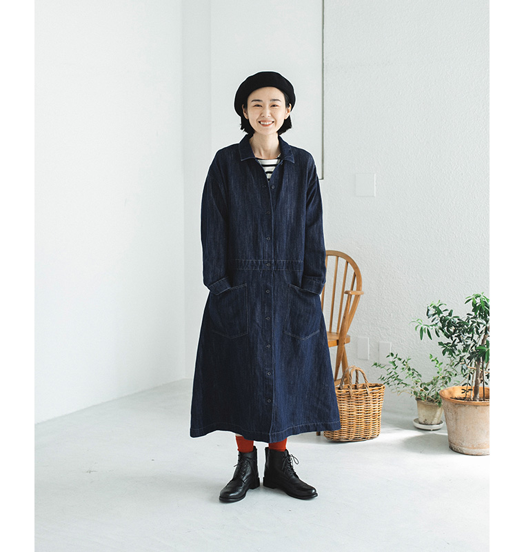 outer“on”outer【 &yarn 】丸みのあるふんわりコートと綿麻リネン