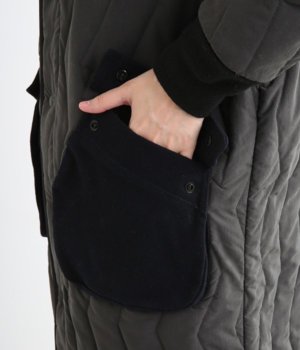 CAMP SERVICE キルティングコート（ブラック）の立体的なポケット