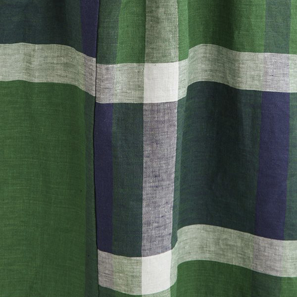 blue willow　リネン平織りパネルチェックフレアスカート(グリーン)のテキスタイル