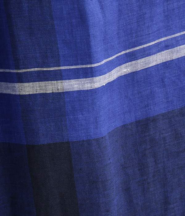 blue willow　リネン平織りパネルボーダースカート(ブルー)のディテール