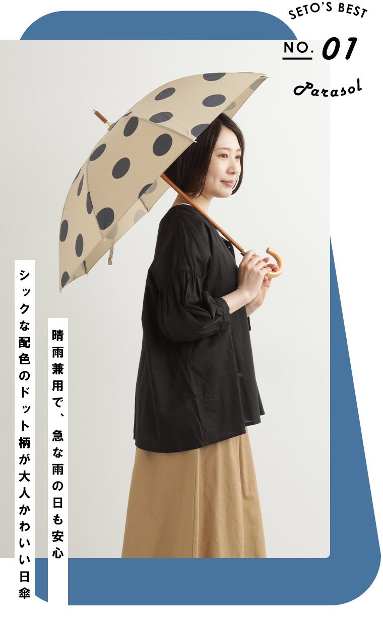 晴雨兼用　ドット　長傘
WIZ ／ ¥6,490