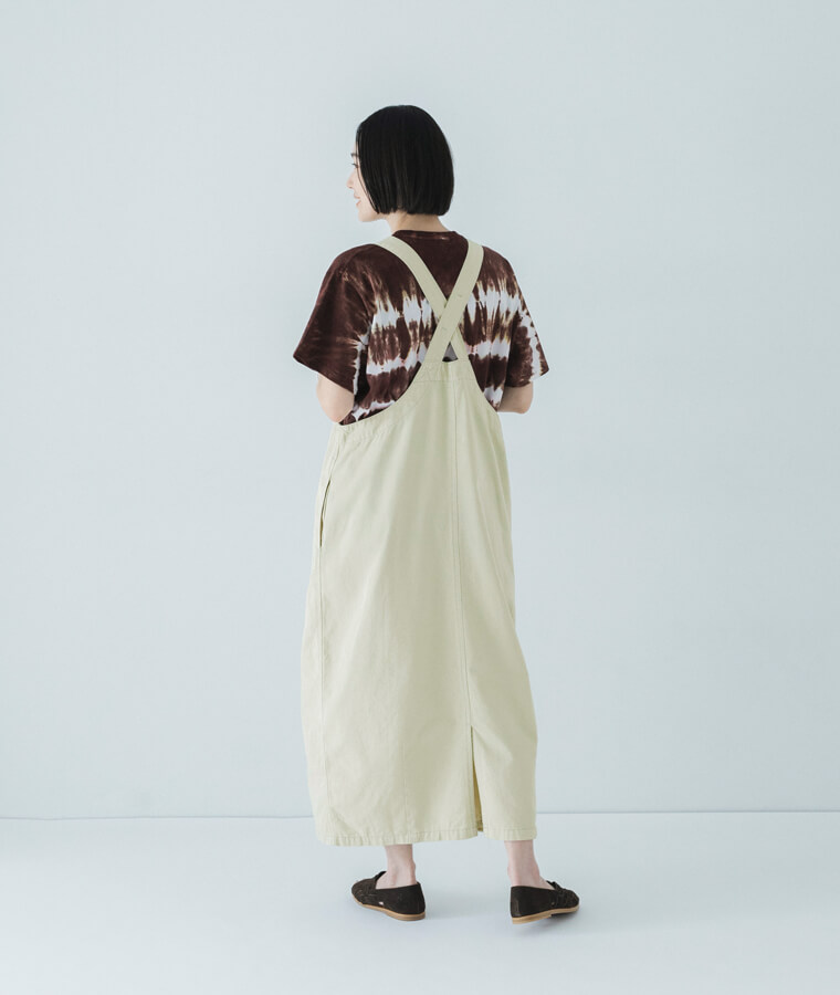 【ichi】タイダイ染め ボーダーTシャツ　コットン ジャンパースカート