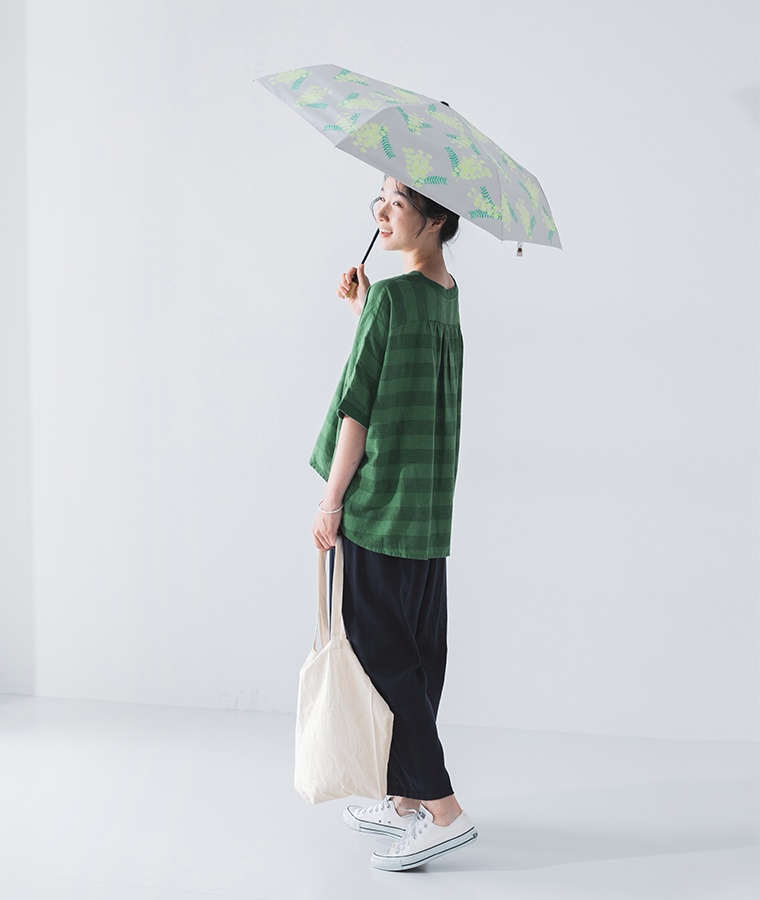 ALCEDO　UVカット折り畳み傘（ミモザ　グレー）　晴雨兼用折りたたみ傘