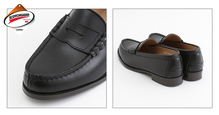 HARUTA　ハルタ　スコッチガードスムースレザー コインローファー(ブラック)のディテール　履きやすい靴　歩きやすい革靴